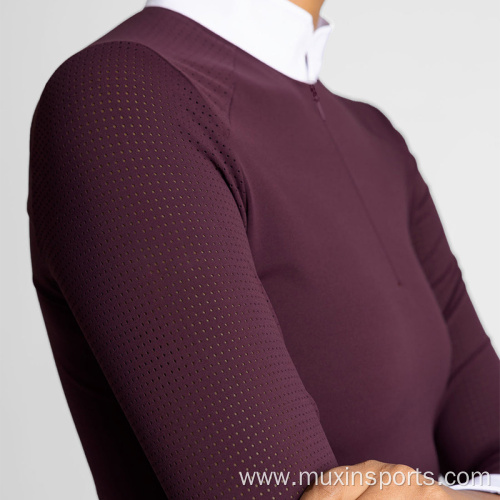 Mesh Breathable Women Equestrian Show Shirts Tops